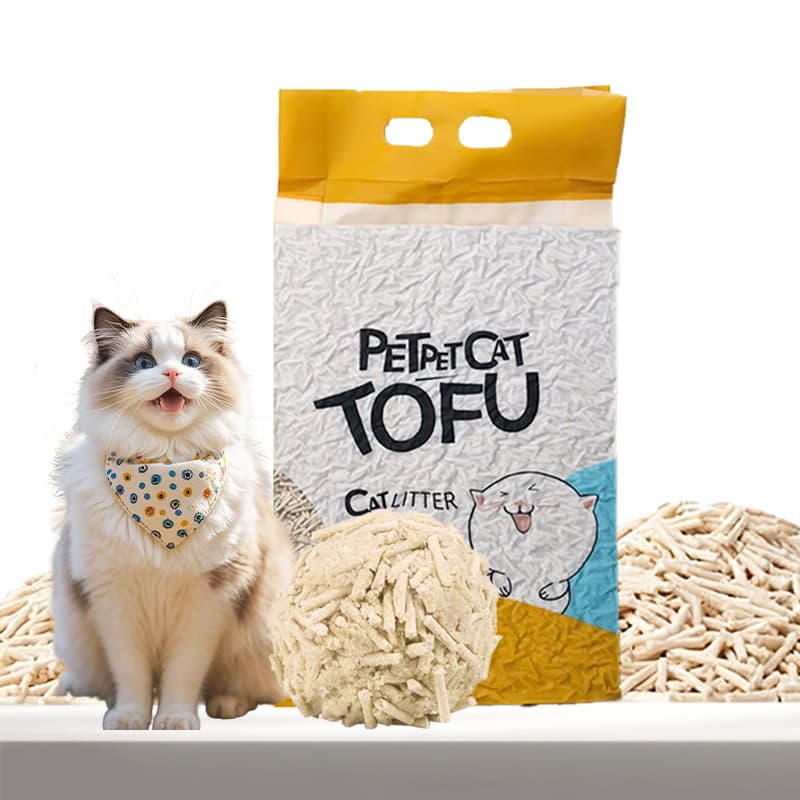 Tofu-Streu — biologisch abbaubares Katzenstreu im 6-kg-Beutel.